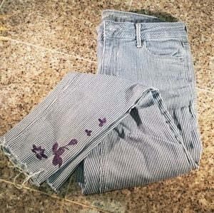 Old Navy Rockstar Embroidered Pinstripe Jeans